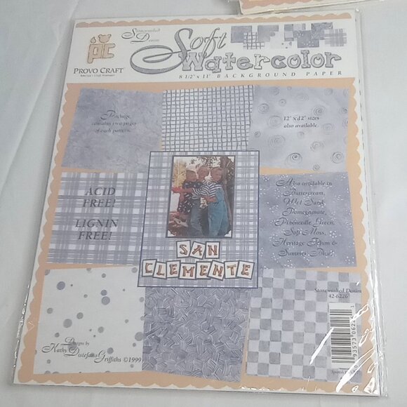 PROVO CRAFT SOFT WATERCOLOR SCRAPBOOK BACKGROUND PAPER 4 PACK BUNDLE - Picture 5 of 6